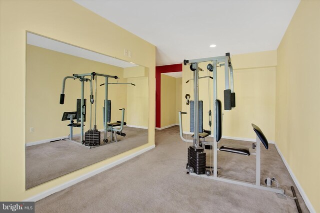 13010 Davenport Dr, Brandywine, MD 20613 - workout area with recessed lighting, baseboards, and carpet