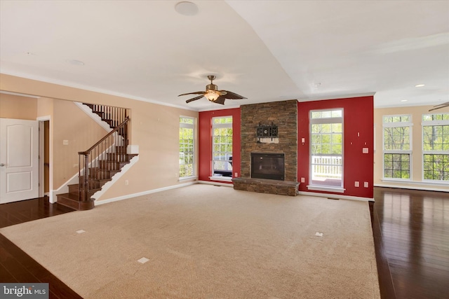 13010 Davenport Dr, Brandywine, MD 20613 - unfurnished living room featuring plenty of natural light, a ceiling fan, and baseboards