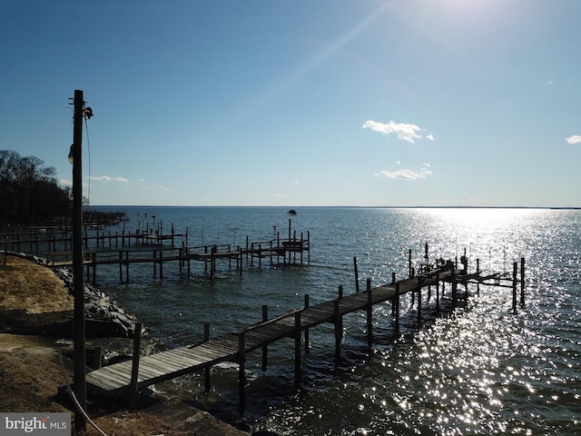 dock area featuring a water view