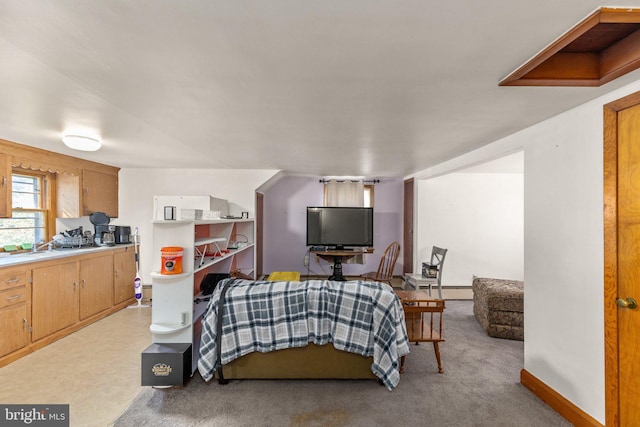 bedroom with a baseboard radiator and baseboards