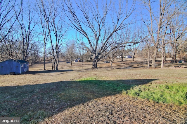 view of yard with an outbuilding