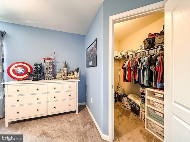 spacious closet with light colored carpet