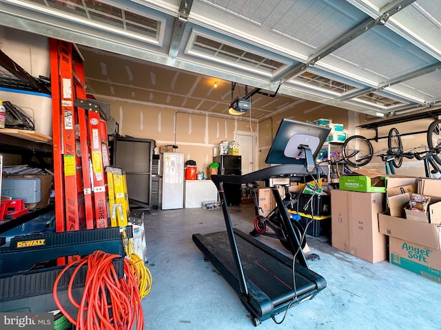 garage with a garage door opener