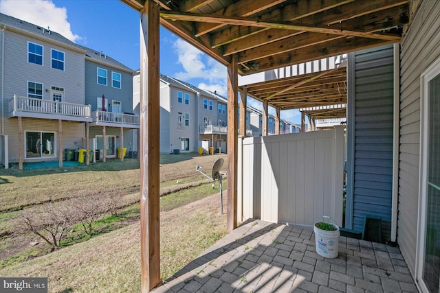 view of patio / terrace featuring a residential view