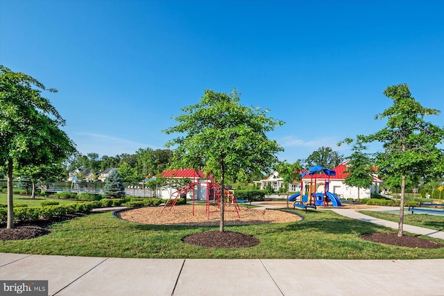 communal playground with a yard