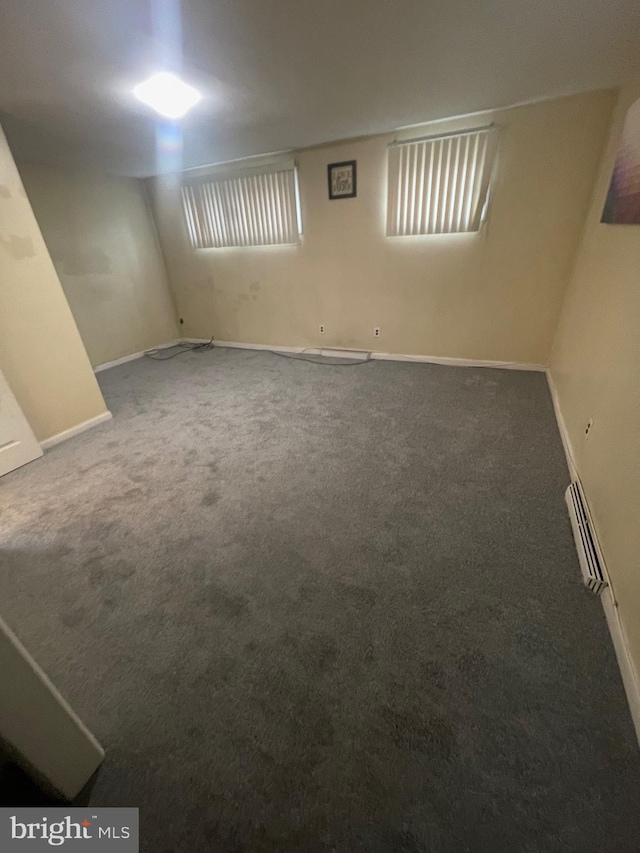 below grade area with baseboards and carpet floors