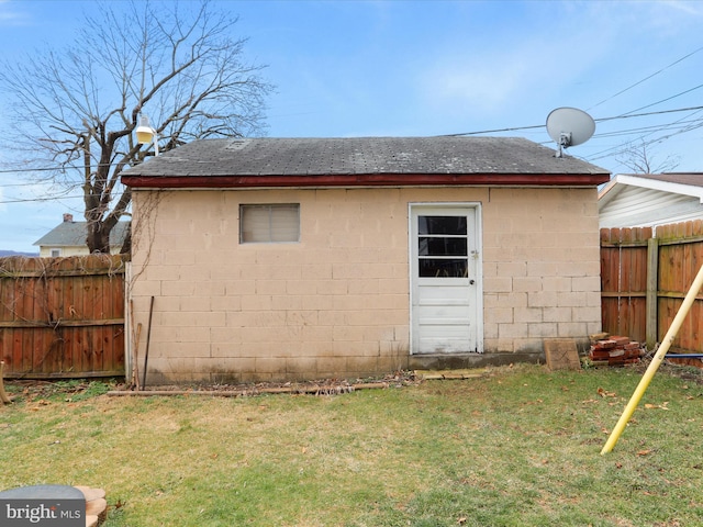 view of outdoor structure featuring fence