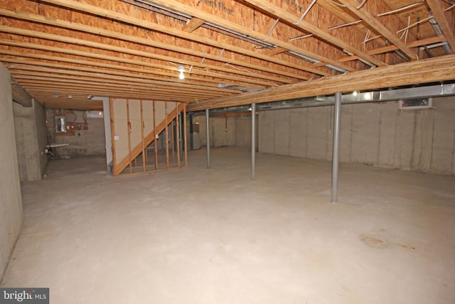 view of unfinished basement