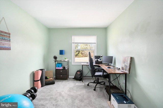 view of carpeted office space