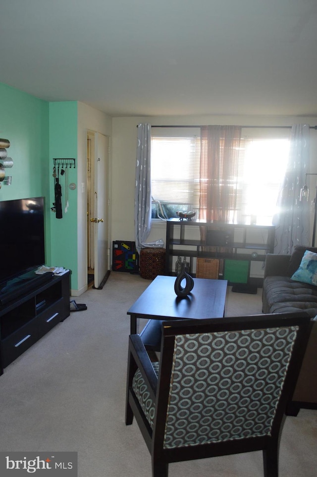 carpeted living room featuring a wealth of natural light