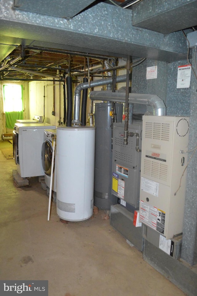 utilities with water heater and washer / dryer