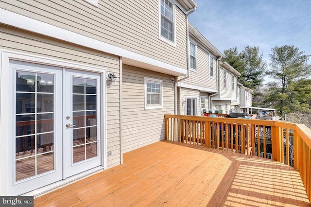 wooden deck with french doors