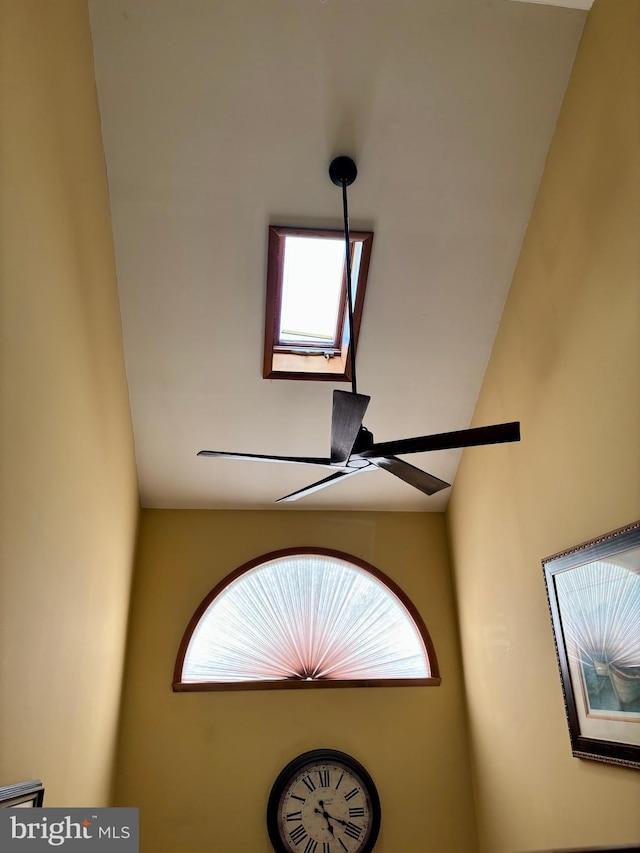 interior details with a ceiling fan