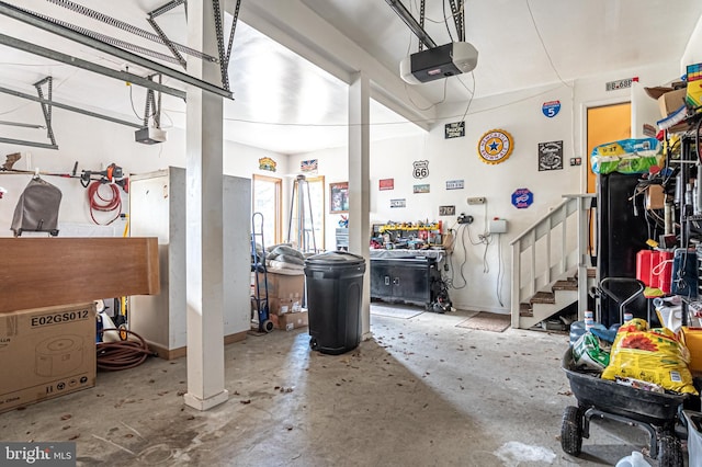 interior space with a garage and concrete flooring