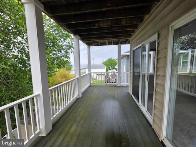 5128 Shore Dr, Huntingtown, MD 20639 - wooden deck with a water view