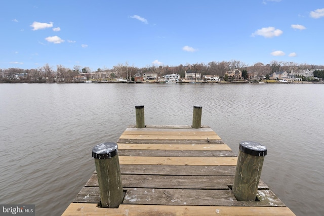 view of dock featuring a water view