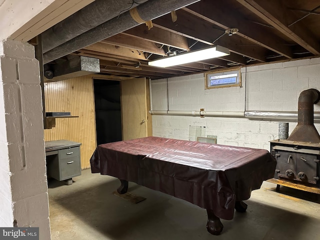 game room with concrete flooring and pool table