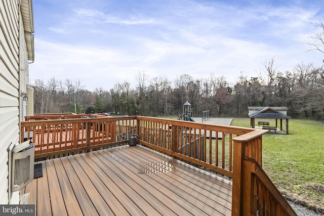 deck with a yard