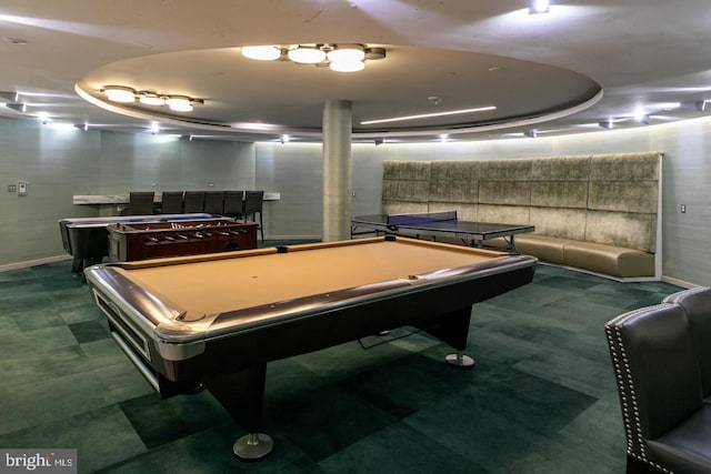 rec room featuring billiards and baseboards