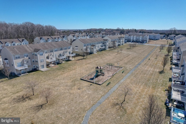 bird's eye view with a residential view