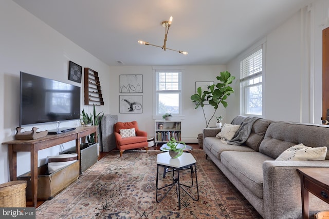 living area featuring a wealth of natural light