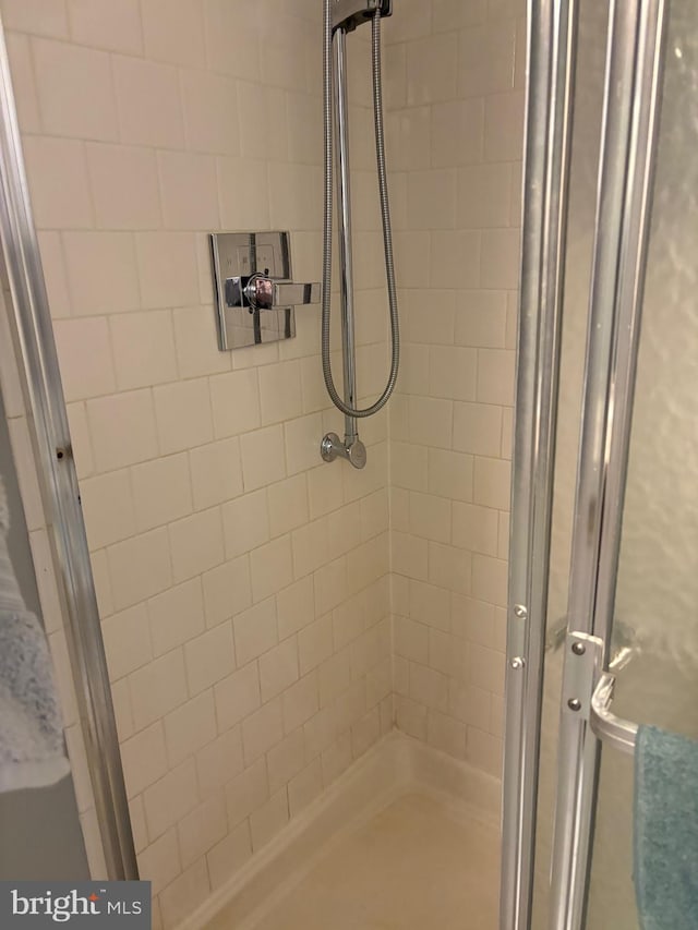 bathroom with a shower stall