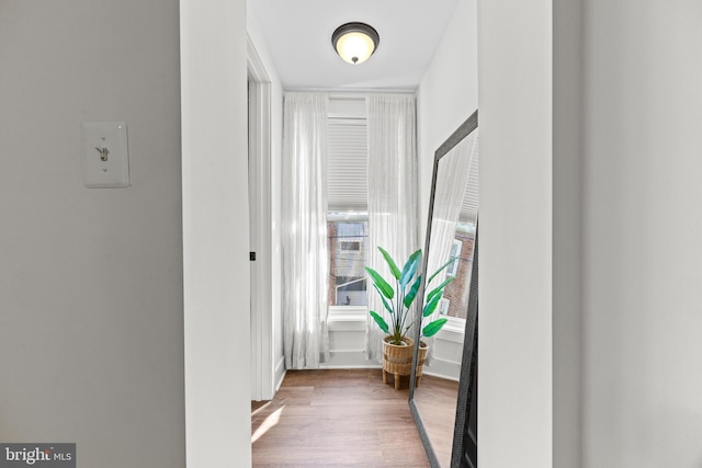 corridor featuring wood finished floors