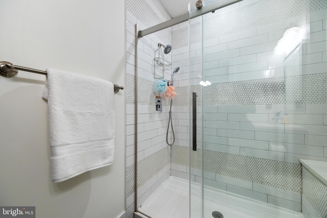 bathroom featuring a stall shower