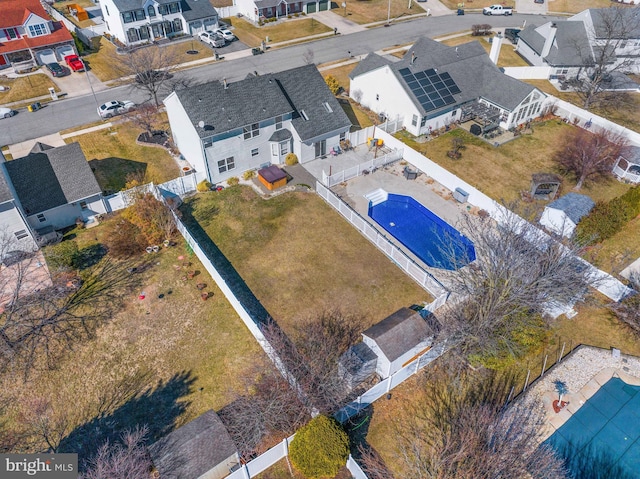 bird's eye view with a residential view