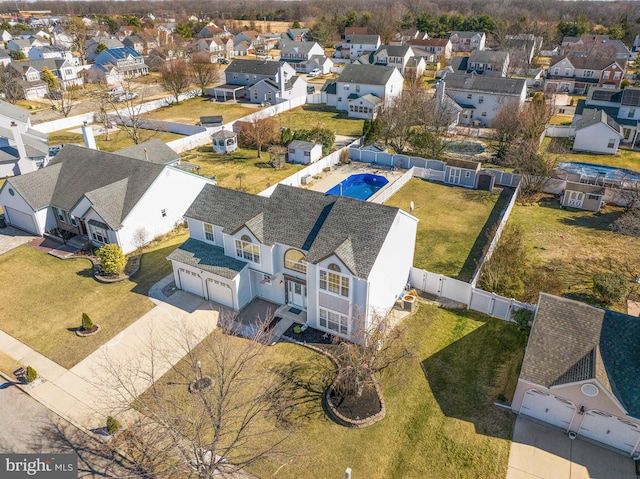 drone / aerial view featuring a residential view