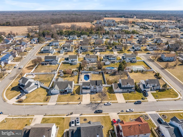 bird's eye view with a residential view