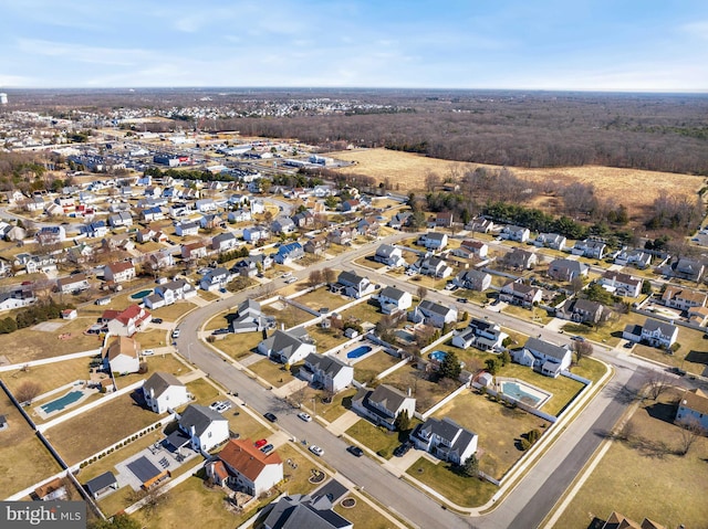 drone / aerial view featuring a residential view