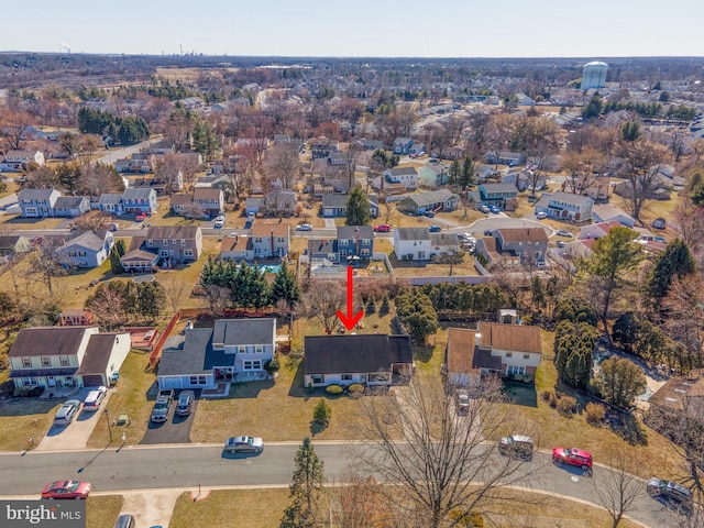 bird's eye view with a residential view