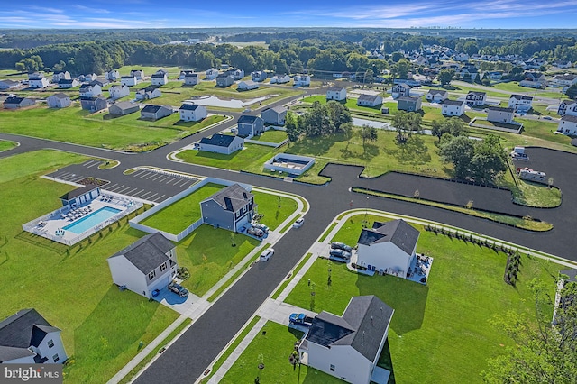 bird's eye view with a residential view