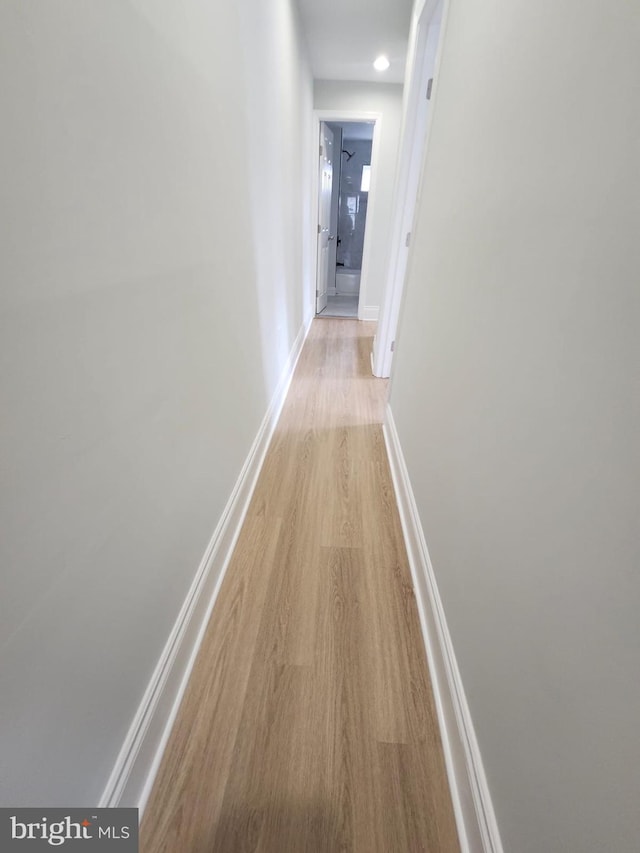 203 S Loudon Ave, Baltimore, MD 21229 - hallway featuring light wood-style floors and baseboards