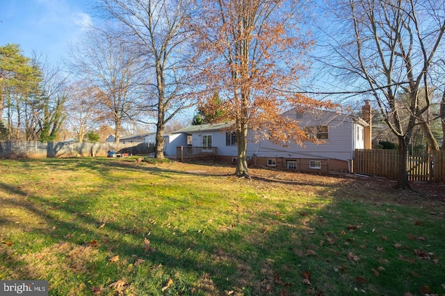 view of yard with a fenced backyard