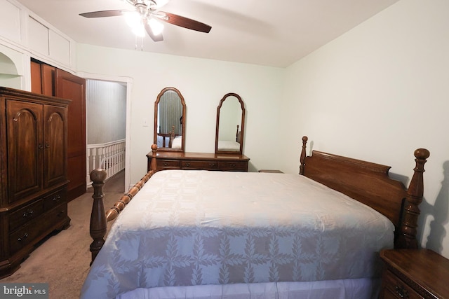 bedroom featuring a ceiling fan and carpet flooring