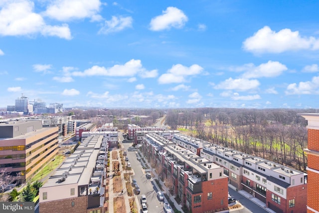 bird's eye view with a city view