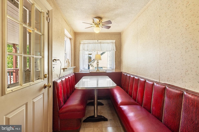 interior space with a ceiling fan and a healthy amount of sunlight