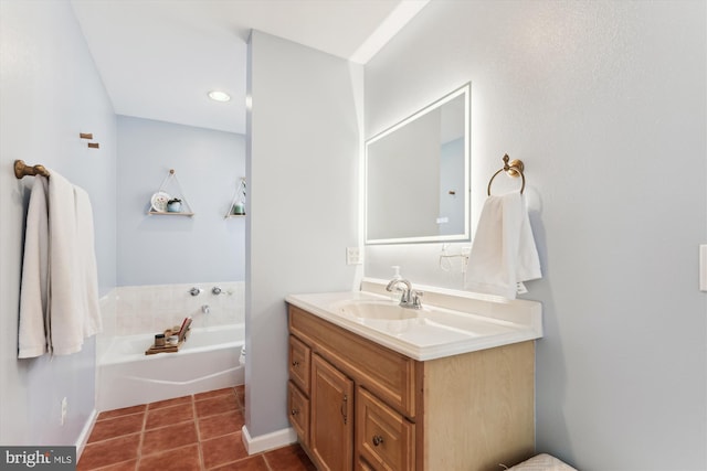 3246 Blundell Rd, Falls Church, VA 22042 - full bathroom featuring a bath, tile patterned floors, baseboards, and vanity