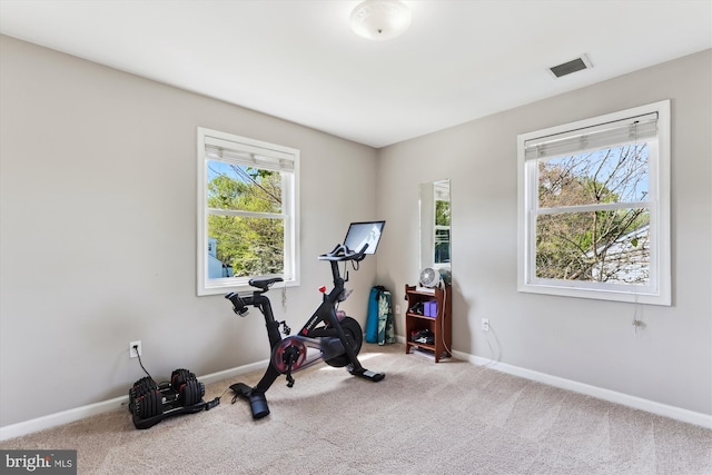 3246 Blundell Rd, Falls Church, VA 22042 - exercise area with visible vents, carpet flooring, and baseboards