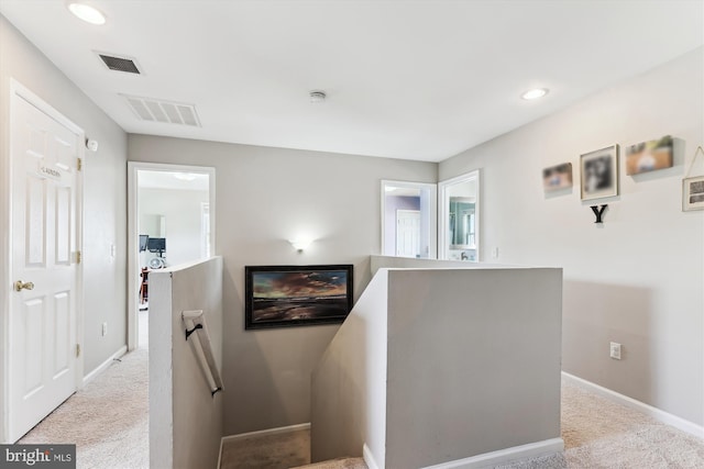 3246 Blundell Rd, Falls Church, VA 22042 - staircase featuring recessed lighting, visible vents, carpet flooring, and baseboards