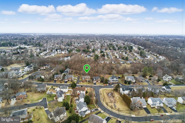 aerial view with a residential view