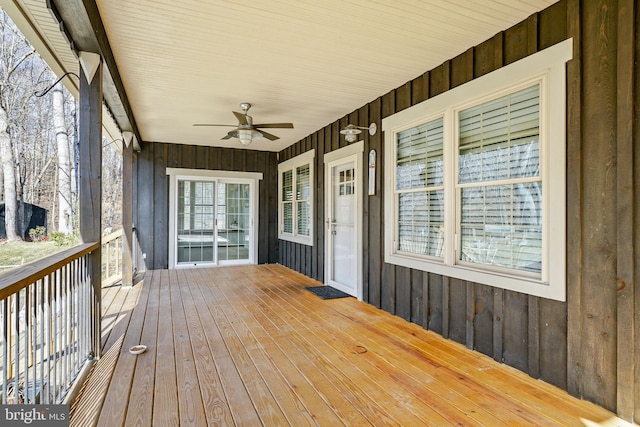 deck featuring a ceiling fan