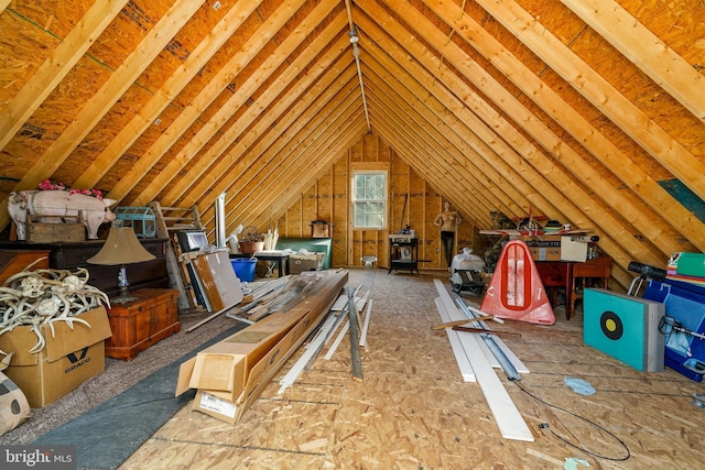 view of unfinished attic