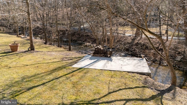 view of yard with a water view