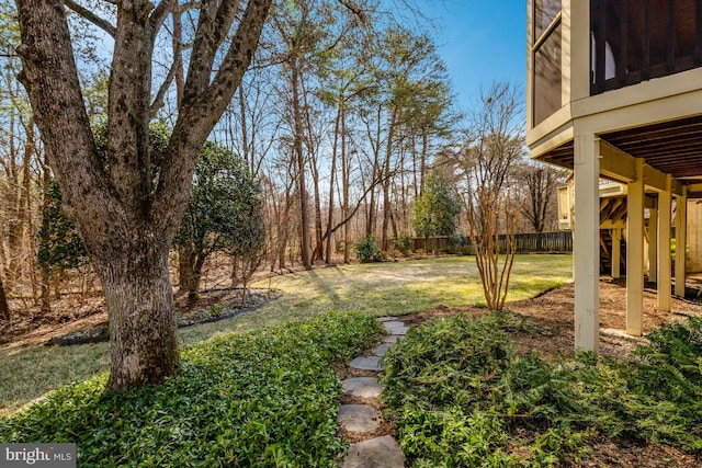 view of yard with fence