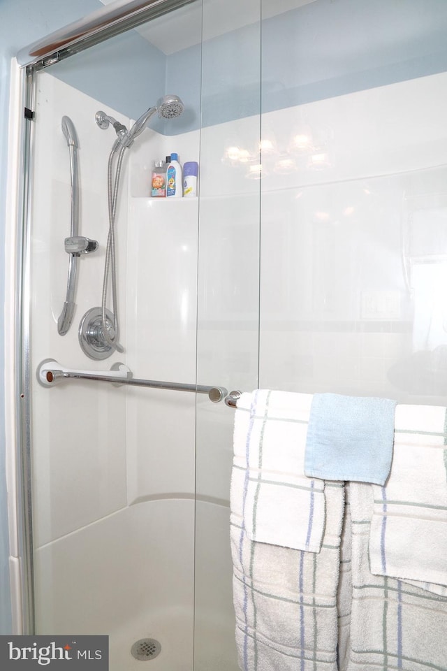 bathroom with a shower stall