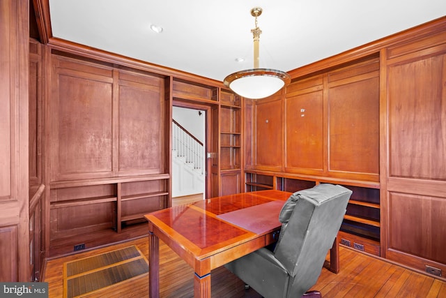 office space featuring hardwood / wood-style floors