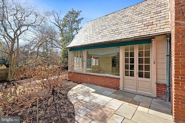 view of patio featuring french doors